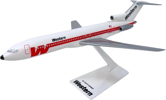 Western Boeing 727-200 1:200 Scale - Plastic Snap-Fit Model Airplane - Collectible Replica of Western Airlines Aircraft Part# ABO-72720H-015