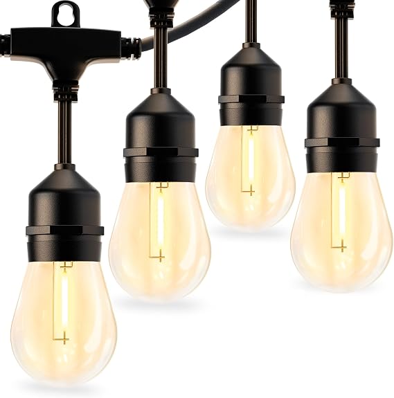 Svater S14 Festoon Lights Outdoor 38M-IP65 Waterproof Connectable String Lights with 1W E27 Shatterproof LED Bulb, Garden Light Main Powered Heavy Duty Garden & Patio Lighting [Energy Class G]