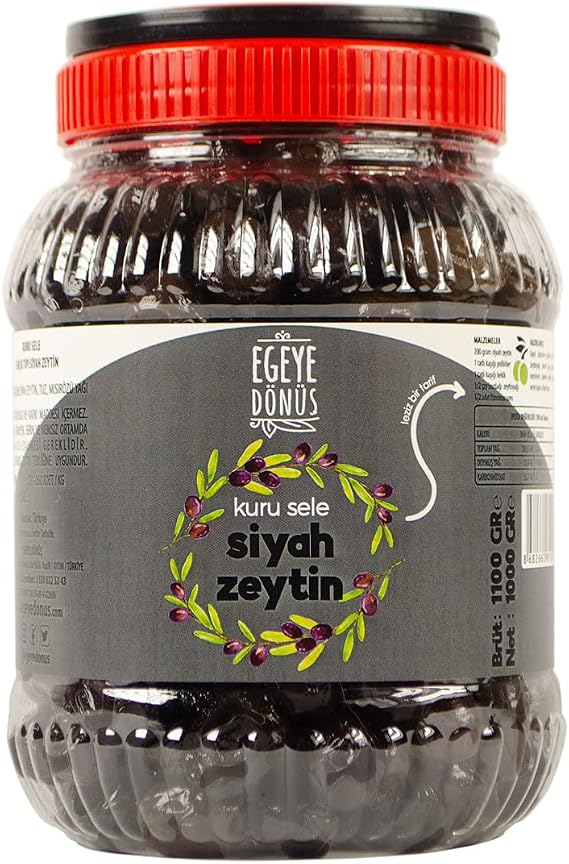 RETURN TO THE AEGEAN Dry Saddle with Very Little Salt Black Olives (Drying Black Light Olives) - 1 Kg.