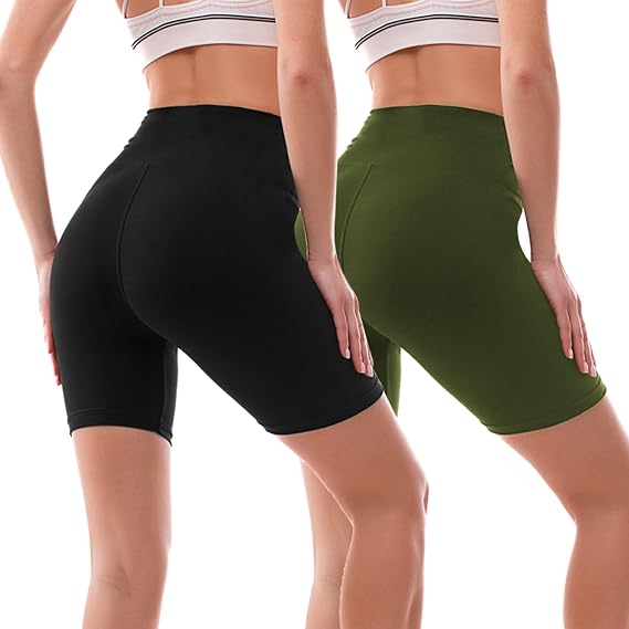Ipletix 2 Pack Biker Shorts Women Spandex Workout Shorts | 6-inch inseam; keeps you covered through deep bends; fewer seams for smooth fit; high waist; buttery soft; machine washable.