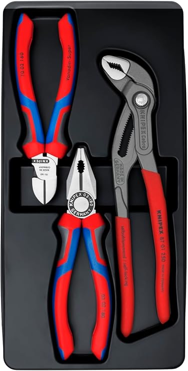 Knipex Tools 00 20 09 V01 Cobra, Combination, Diagonal Cutter Pliers Best Sellers Set (3 Piece)