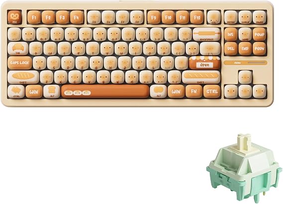 Akko TAC87 Bun Wonderland Gaming Keyboard Hot-Swappable Tri-Mode Mechanical Keyboard with PBT MOG Profile Keycaps, Cilantro Switch