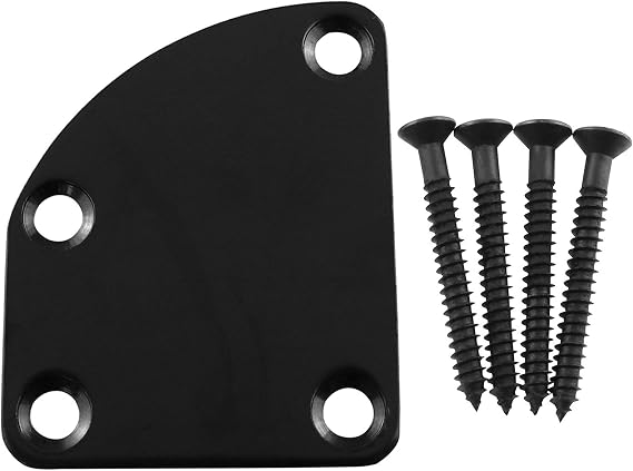 1 SET Electric Guitar Neck Plate Curved Cutaway Semi Round Neck Joint Back Mounting Plate 4 Holes with Screws Compatible with Guitar Bass Parts Replacement