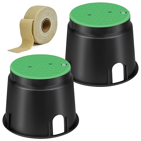 Multi-purposed Electrical Splice Box,Ground Observation Well Underground Junction Box Valve Box and Cover for Outdoor Electrical Wiring Splices (2pcs 10inch with 10ft Rust Resistant Tape)