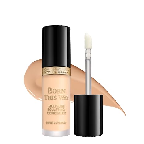 Too Faced Born This Way Super Coverage Multi-Use Concealer | Full-Coverage Hydrating Concealer for Dark Circles & Blemishes with Natural Finish | Hyaluronic Acid & Coconut Water, Almond, 0.45 Fl Oz