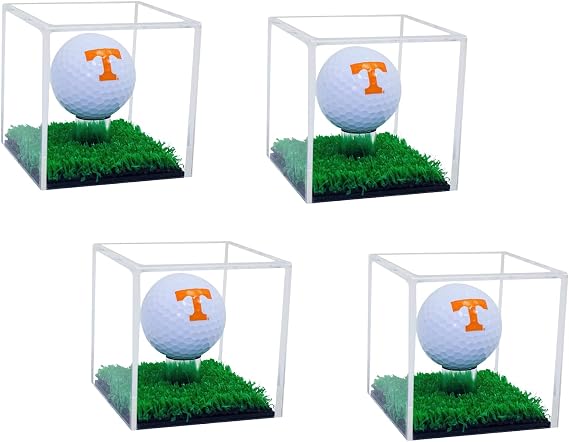 Better Display Cases Acrylic Golf Ball Display Case Set of Four with Clear Case and Turf Base (B52/A046)