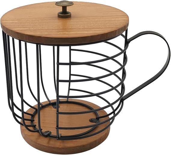 Coffee Pod Holder Organizer, Large Capacity Wire Storage Basket with Lid
