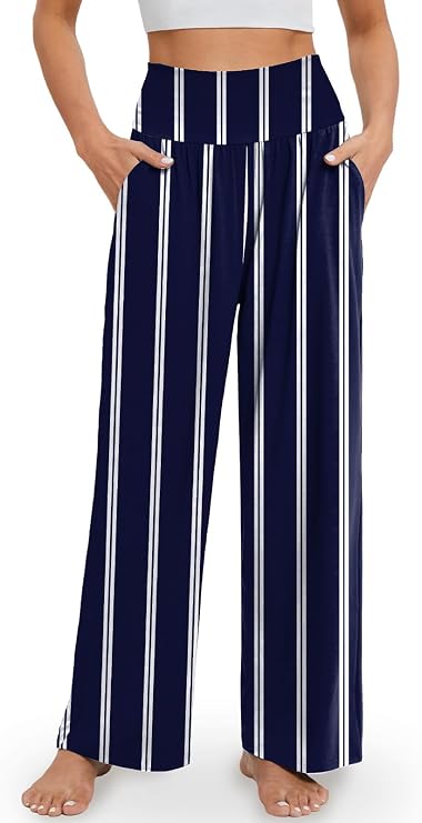 Gracyoga Womens Wide Leg Yoga Pants Flowy Lounge Pajamas Pants with Pockets