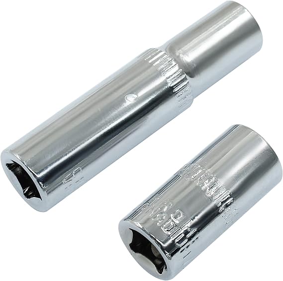 1/4-Inch Drive 7mm Deep Shallow Socket, 6 Point Shallow Socket, Cr-V, Standard, Metric, 2Pcs