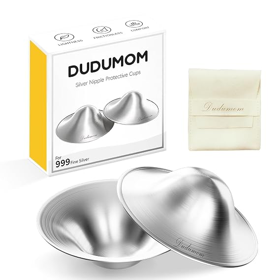 The Original Silver Nursing Cups - Pure 999 Silver Nipple Cover for Breastfeeding, Nipple Shields for Breastfeeding Essential, Nipple Guards for Sore Nipple Relief, Regular Size