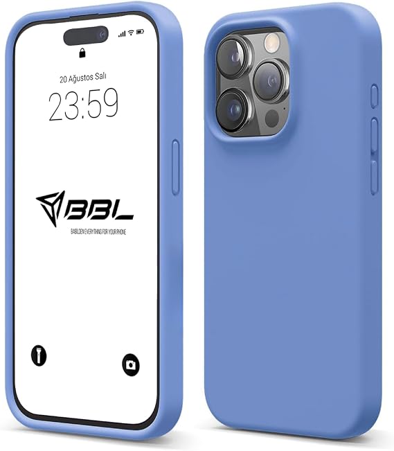 Babilden iPhone 15 Pro Max İle Uyumlu Kılıf İnce Ve Dayanıklı Sıvı Silikon 3 Katmanlı Tam Kaplamalı Şık Yumuşak Jel Hissi Yüksek Kalite Kauçuk Telefon Kılıfı (Açık Mavi)