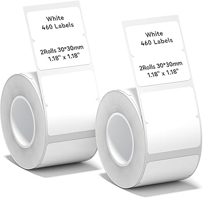 NIIMBOT B21 Label Maker Tape B1 Square Label Paper 301515 mm 460 LabelsRoll, White 2-Rolls