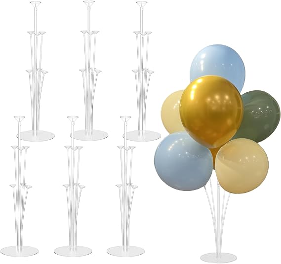 6 Pack Balloon Stand Kit, Reusable Balloon Sticks with Base for Table Floor Centerpieces, Balloons Holders Desktop Decoration for Birthday, Party, Wedding, Celebration, Graduation
