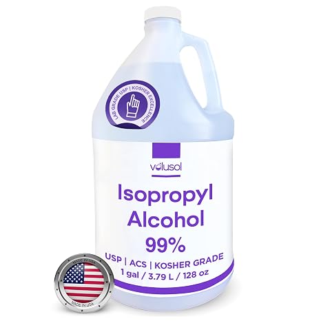 Volu-Sol Isopropyl Alcohol 99% (Isopropanol) - High Purity, USP - Kosher Grade IPA - 1 Gallon (128 oz) (4 Quarts) (4 Pack 32 oz) for Medical, Lab Equipment & Electronics, Clear Bottle | Fast-Evaporating Rubbing Alcohol For Cleaning Electronics, Medical Tools, Lab Equipment & Multi-Surface Applications