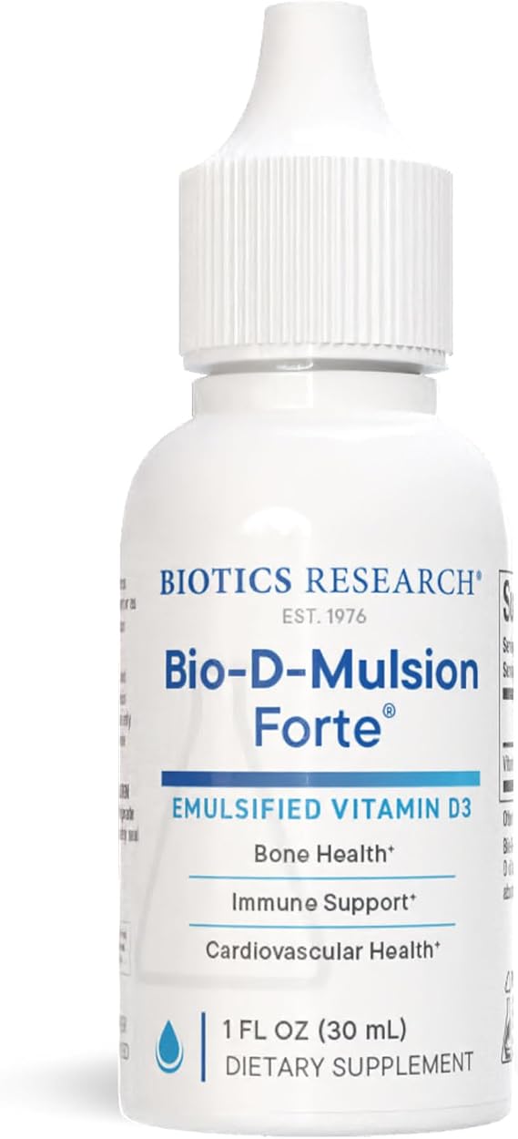 BIOTICS RESEARCH Bio-D-Mulsion Forte Liquid Vitamin D3 Drops 4000 IU-1fl Oz | Vitamin D 2000iu Per Drop, Best Absorption, Strengthens Bones, Supports Cardiovascular & Immune System, Adults