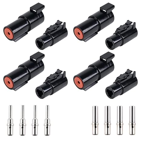 JRready ST6286 1 Pin DTHD Connector 4 Sets,IP67 Waterproof Single Terminal Connectors for Heavy-Duty Applications,Contact Size 12 Crimp Wire Gauge 12-14AWG,25A