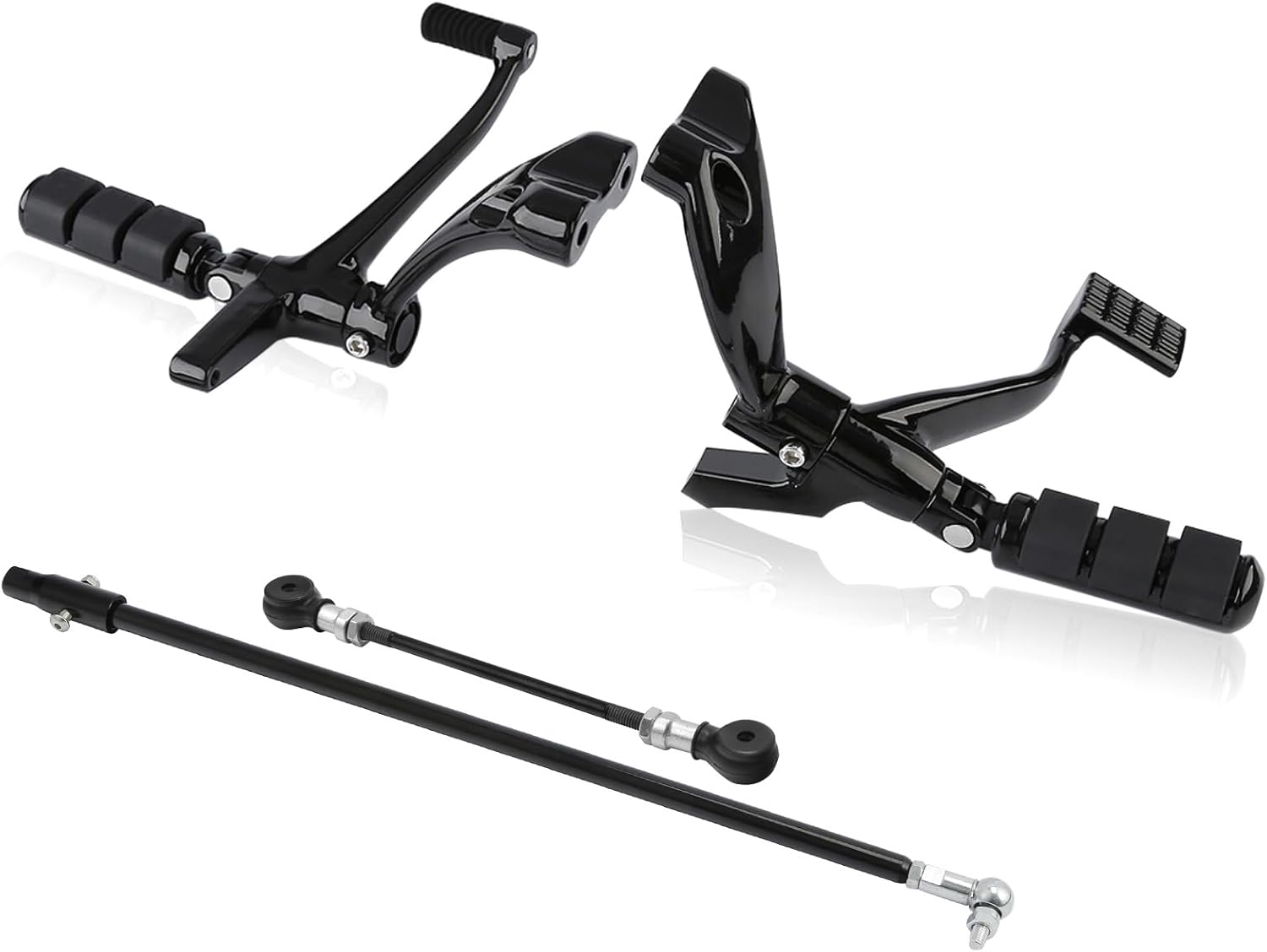 TCMT Forward Controls Foot Pegs Levers Linkages Motorcycle Footpegs Fit For Harley Sportster XL 1200 883 2014-2019 (Style A Black)