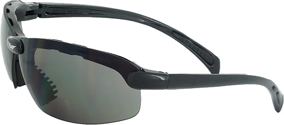 Global Vision Eyewear C-2 Bifocal Safety Glasses, Smoke Lens, Matte Black Frame