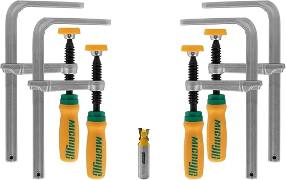 Micro Jig DVC-538MB-50 Matchfit Dovetail Clamps (4-Pack Exclusive) + Matchfit Dovetail Router Bit -1/2" Shank Bundle