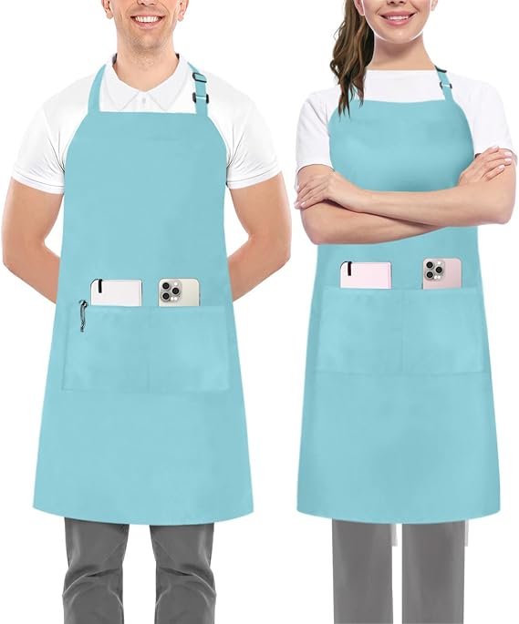 Utopia Kitchen Bib Aprons 2 Pack Adjustable With 2 Pockets 100% Polyester