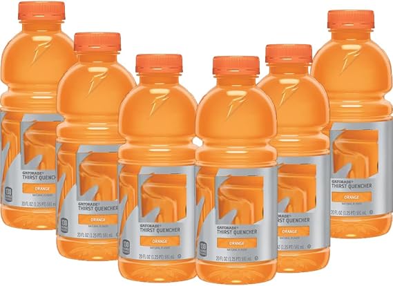 Gatorradde Cool Blue,Fruit Punch,Orange,Lemon Lime,Grape,Frost Cherry Flavoured Drink Bottles 591ml - Refreshing and Hydrating Drinks (6 x Bottles, Orange Drink 591ml)