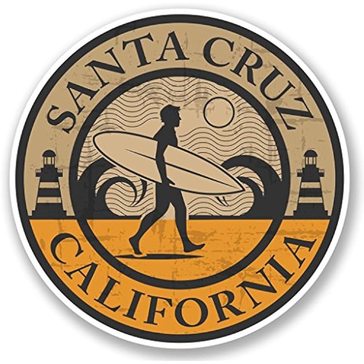 Santa Cruz California Vinyl Sticker Decal Laptop Car Bumper Sticker Travel Luggage Car Sign Fun 5