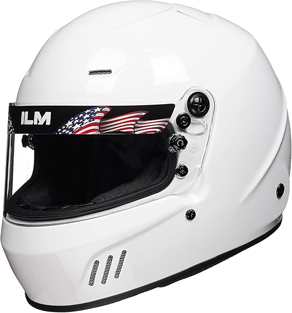 ILM Snell SA2025 Full Face Auto Car Racing Helmets for Men and Women Model 760(White, S)