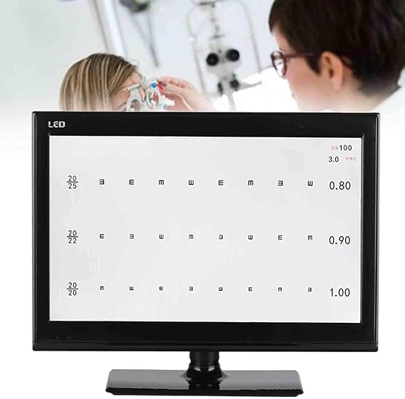 Visual Acuity Chart Digital, 18,5"/21,5" Screen Vision Chart Digital Visual Acuity Chart Eye Charts Optometry Tester Projector Ophthalmic Lcd Optical Tester Monitor with Remote, for Eye Exams 18.5in