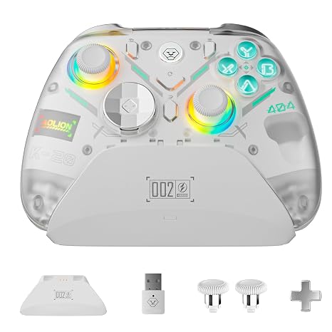 OLCLSS Switch Controller, Wireless Gaming Controller for Switch/Switch 2/PC/iOS/Android, Hall Effect Joysticks, Mechanical Buttons, Remappable Buttons, RGB Lighting, with Charging Dock, 1000Hz Polling Rate(Advanced)