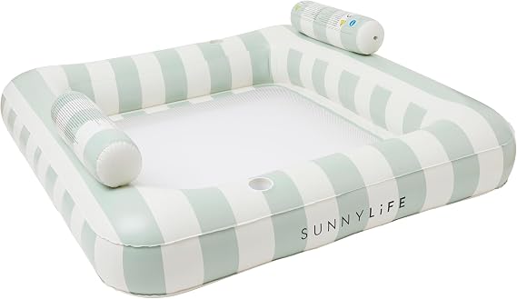 SUNNYLiFE The Vacay Deluxe Twin Hammock Float, Soft Olive, PVC/Nylon, 74.8 x 66.93 inches, 6.28 lbs