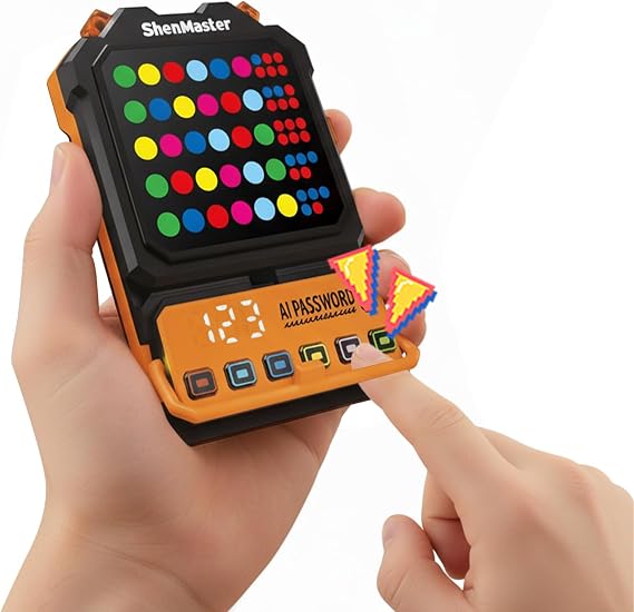 Crack The Code - Electronic Mastermind Code Breaker with Clamp, Super Decoder Handheld Puzzle Games for 1-8 Players, 10,000+ Logic Challenges for Kids & Adults Ages, Portable Travel Game & Gift