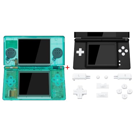eXtremeRate Clear Emerald Green Replacement Full Housing Shell Buttons + White Buttons for Nintendo DS Lite - Console NOT Included