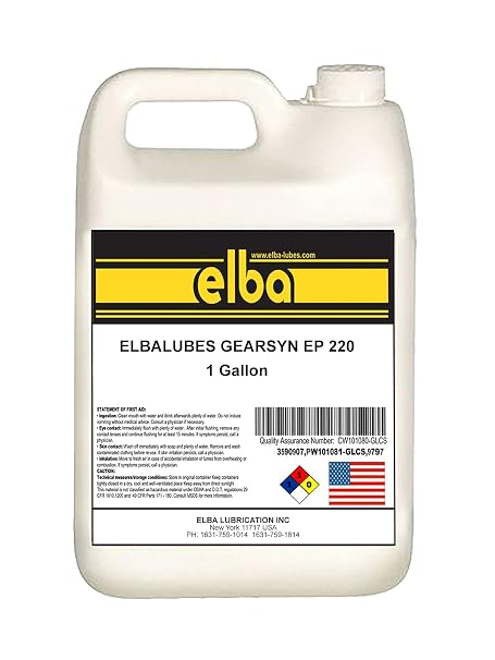 ELBALUBES Gear-SYN EP 220 | Synthetic Gear Oils | Heavy-Duty EP Oils | Gear Fluids | SAE 90 | Compare to: Spartan EP220, Meropa, Omala S2 G 220. MOBILGEAR 600 XP.(1 Gallon)