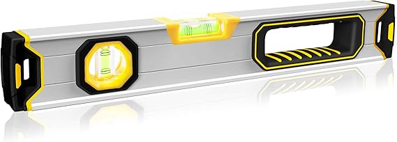 Aluminium Spirit Level, 60 cm length, magnetic torpedo spirit level with horizontal/vertical level, aluminium housing, robust end caps