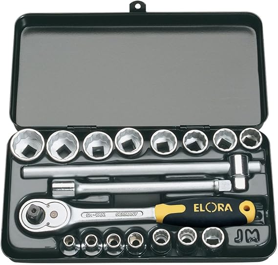 Draper 25932 Elora Metric Socket Set, 3/8" Square Drive, Blue, 18 Pcs