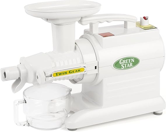 Tribest Greenstar GS-2000 Slow Masticating Juicer, Twin Gear Cold Press Juicer & Juice Extractor, White