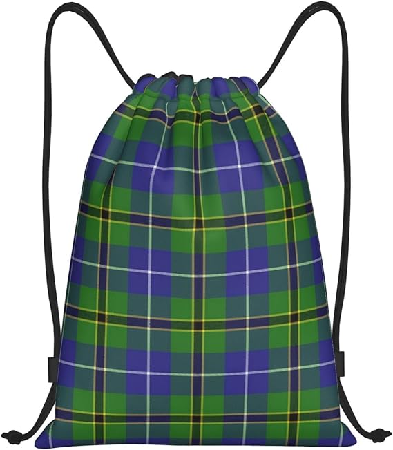 Drawstring Backpack String Bag Selkirk Tartan Sackpack for Sports Gym Small