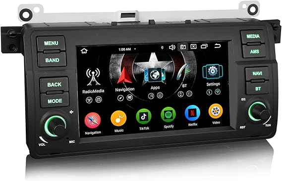 erisin 4+64GB 8 Core Android 14 Car Stereo Sat Nav for BMW 3 Series E46 M3 | Rover 75 MG ZT Wireless Carplay Android Auto Bluetooth 5.0 WiFi Dab+ IPS FM Radio Canbus Navigation