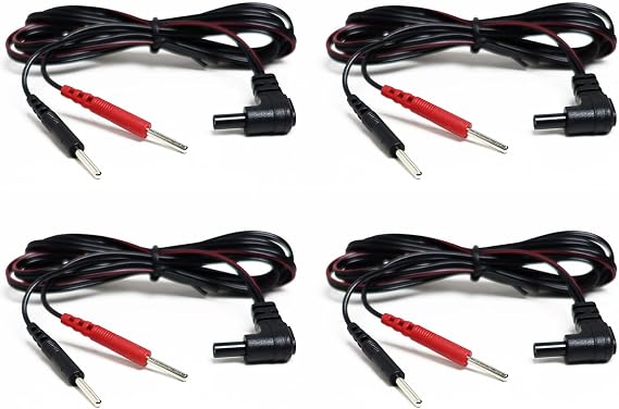 4× TENS Unit Leads 2.5mm to 2.0mm Pin for Electrode, 125cm Long Cable | Compatible with Auvon Revitive med-fit Omron Tens EMS Muscle Stimulator Electrode Pads