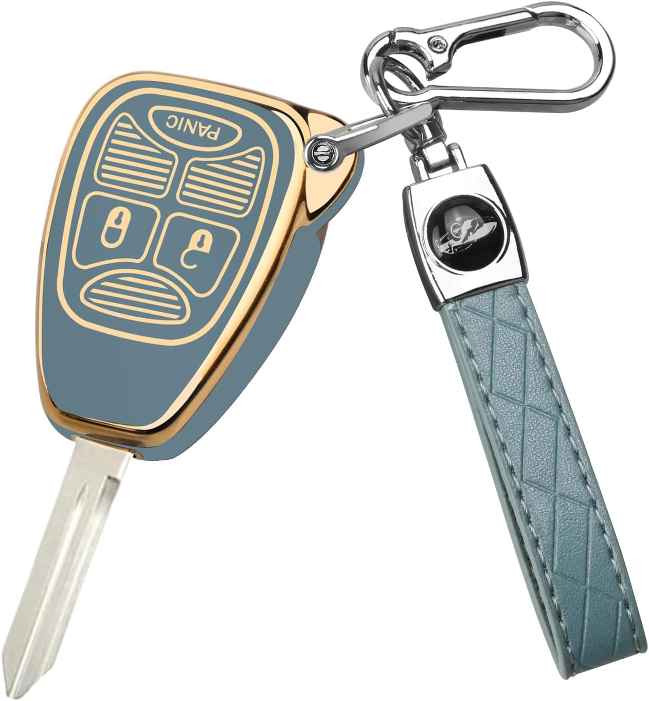 for Jeep Key Fob Cover, Soft TPU Key Fob Shell for Jeep WranglerCompassDodge Ram 1500 2500 3500DurangoCaliberNitroDakotaChryslerPatriot, Smart Control Key Protector Blue, 3 Button