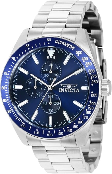 Invicta Aviator Men 45mm Stainless Steel Silver Blue dial VH67 Quartz
