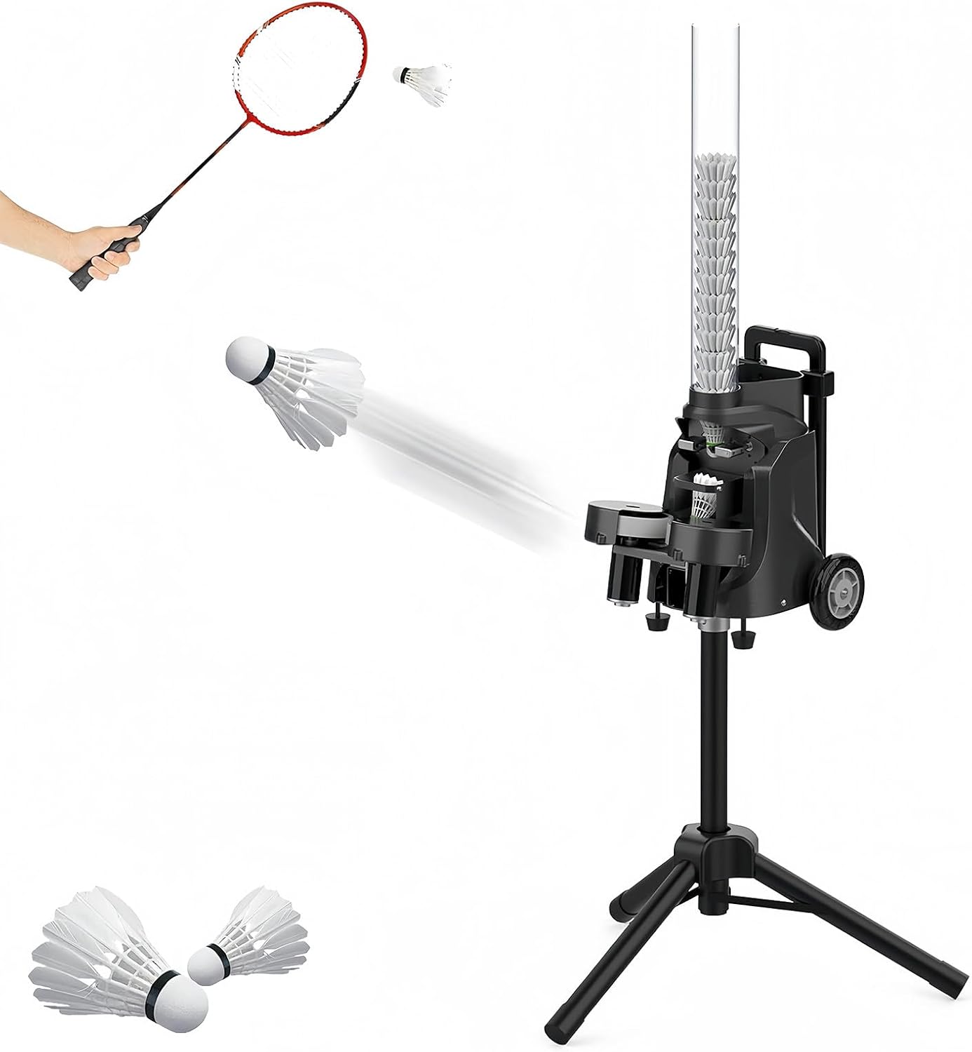 Badminton Serve Machine, Smart Automatic Badminton Equipment, Professional Practice Training, Smart App Control, Portable Badminton Trainer Equipment Badminton Machine For Kids Or Beginners