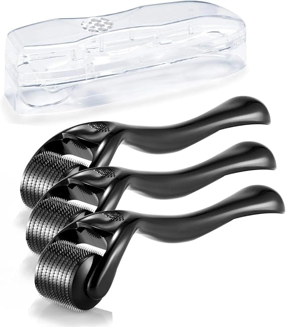Boolavard Derma Roller Microneedle Roller for Face with 3 Different Size(0.2mm, 0.25mm, 0.3mm) Beard Roller, Hair Face Skin Micro Needle Face Roller Scalp Roller