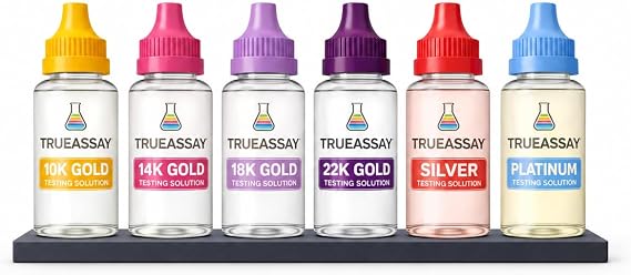 Gold, Silver & Platinum Testing Kit 800-850 Tests 10k 14K 18K 22K .999 .925 Silver Platinum Solutions with 3"x6" Test Stone Precious Metal Tester Real/Fake Check Analysis Analyzer Kit