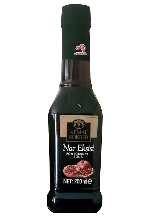 Pomegranate Sour Sauce Molasses Traditional Turkish Salads Product of TURKEY,Rich, Thick, and Low in Sugar for Different Dishes, Desserts, Salads Dressing 100% Natural Pomegranate Molasses, By Kemal Kukrer 8.4 oz 250 ml Nar Eksisi Halal