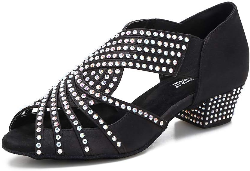 TTdancewear Women Rhinestone Dance Shoes Ballroom Latin Salsa Bachata Performance Dance Dancing Shoes
