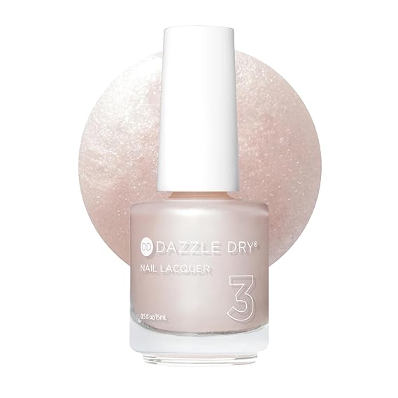 Dazzle Dry Nail Lacquer, Step 3 Endearment (0.5 fl oz) | A Pale Pink Frost Full Coverage Shimmer Finish Quick-Dry