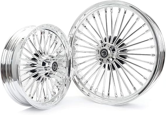 TOFR 21x3.5 Front 16x3.5 Rear Rims Wheels Tubeless 36 Fat Spokes Tubeless For Harley FL Touring FLHR Road King FLTR Road Glide FLHT Electra Glide FLHX Street Glide 1984-2008 Chrome