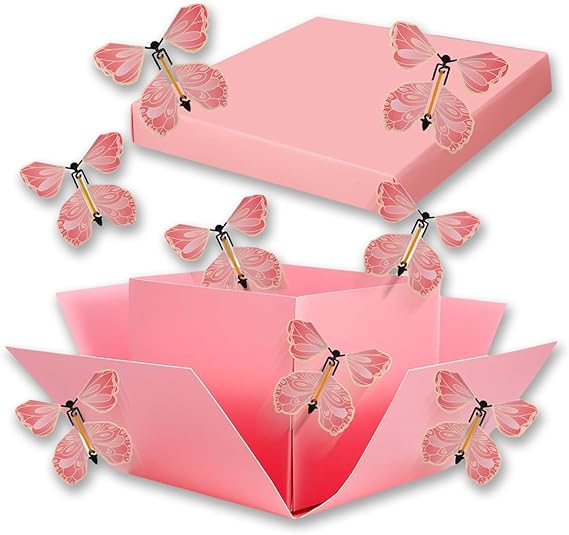 Pink Butterfly Explosion Gift Box 8 Pcs Flying Flying Butterfly Surprise Box Creative DIY Exploding Surprise Gift for Christmas Birthdays Wedding Anniversaries