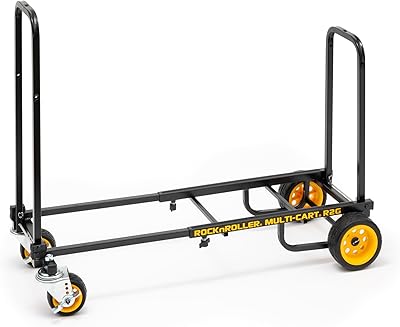 Rock-N-Roller R2G Micro Ground Glider 8-in-1 Folding Multi-CartHand TruckDollyPlatform Cart26 to 39 Telescoping Frame350 lbs. Load Capacity, Black
